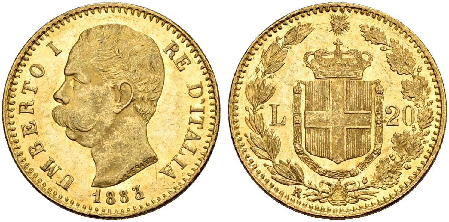 Umberto I, 20 Lire 1883 FDC